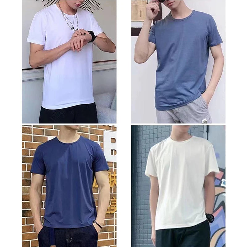 Men's Summer Ice Silk Crew Neck Tee